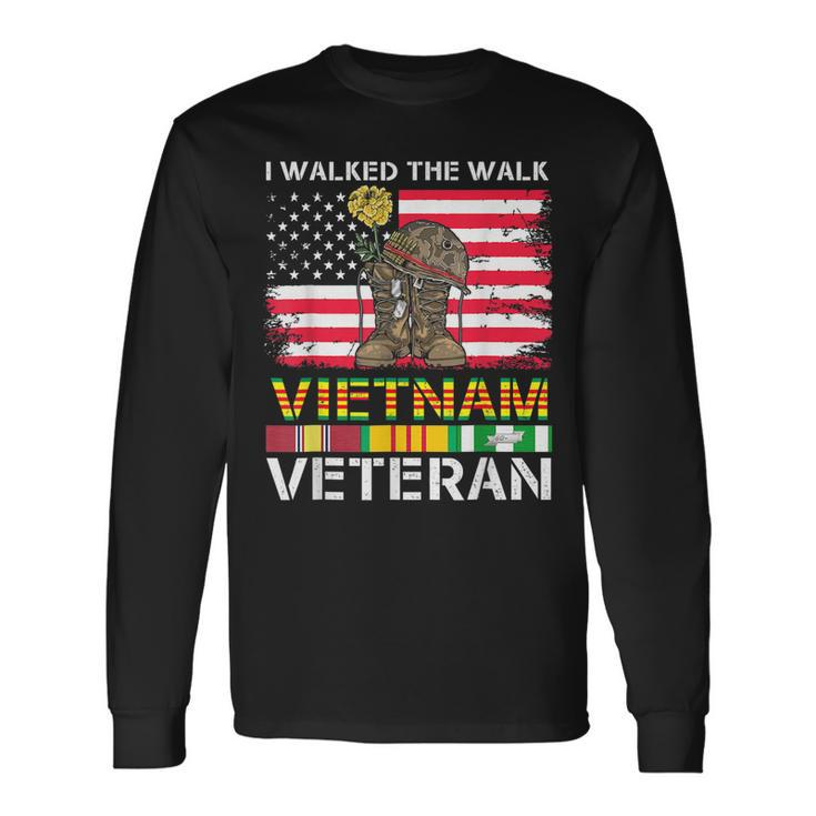 Us Veterans Day Us Army Vietnam Veteran Usa Flag Vietnam Vet Long Sleeve T-Shirt