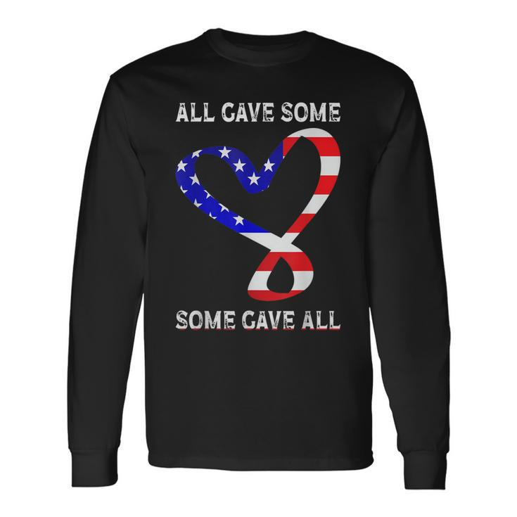 Usa Flag American Patriotic Heart Armed Forces Memorial Day Long Sleeve T-Shirt Gifts ideas