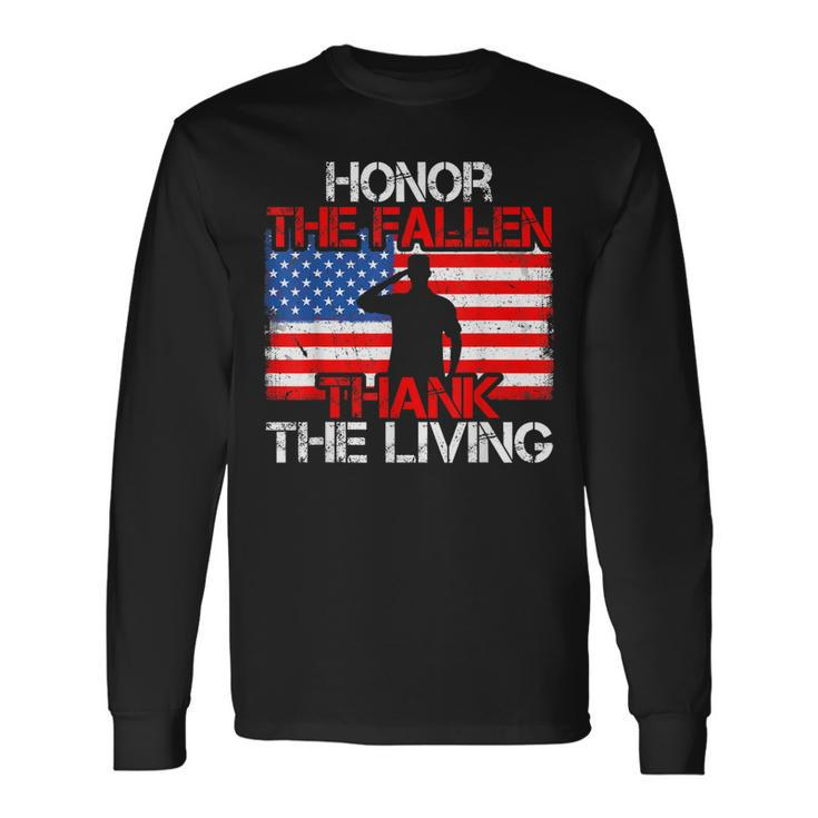 Usa Flag Honor The Fallen Thank The Living Veterans Long Sleeve T-Shirt