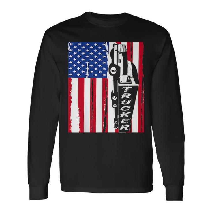 Usa Flag Truck Driver American Flag Trucker Long Sleeve T-Shirt Gifts ideas