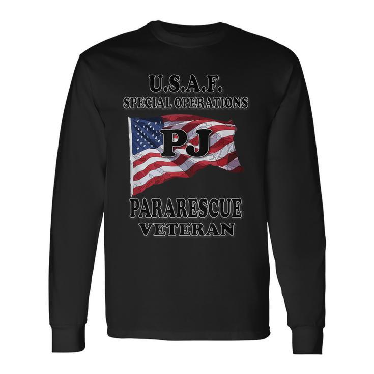 USAF Pararescue Pj Veteran  Men Women Long Sleeve T-shirt Graphic Print Unisex