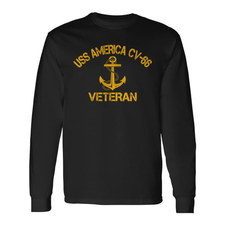 Uss America Cv-66 Aircraft Carrier Veteran Flag Veterans Day Long Sleeve T-Shirt