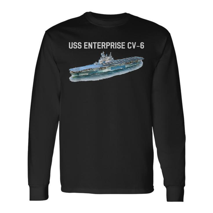 Uss Enterprise Cv-6 Aircraft Carrier World War Ii Long Sleeve T-Shirt