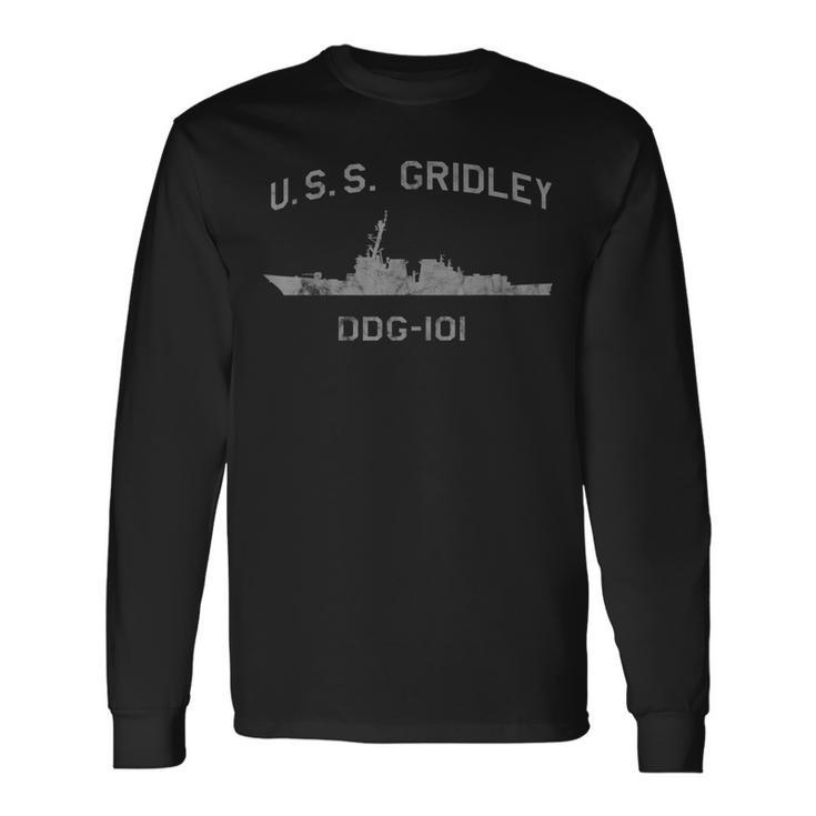 Uss Gridley Ddg-101 Destroyer Ship Waterline Long Sleeve T-Shirt