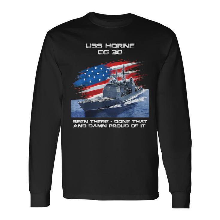 Uss Horne Cg-30 Class Cruiser American Flag Veteran Xmas Long Sleeve T-Shirt