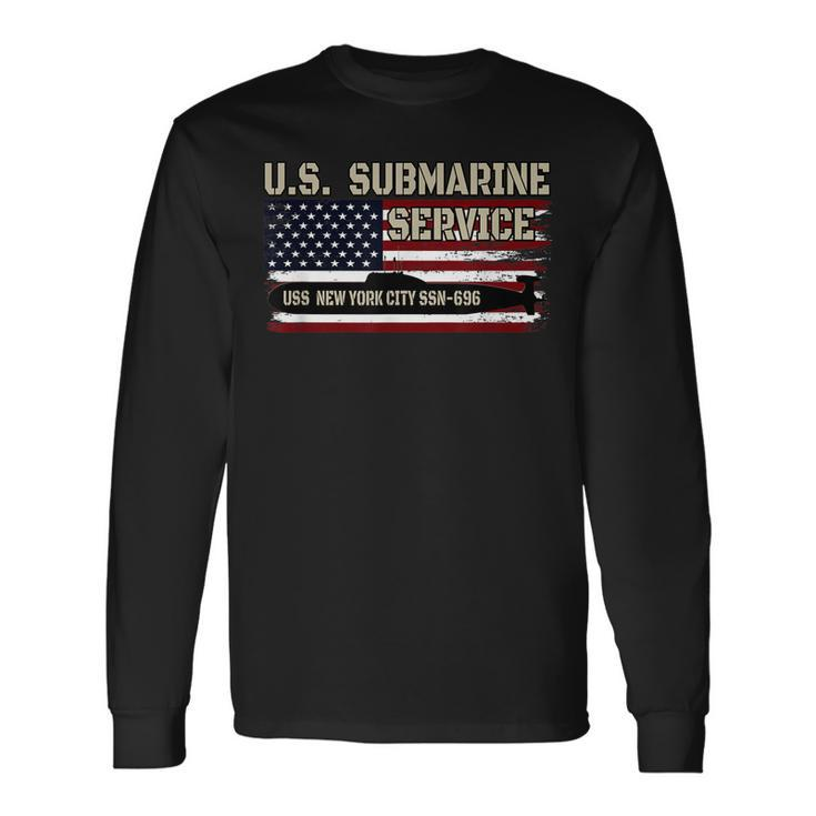 Uss New York City Ssn-696 Submarine Veterans Day Fathers Day Long Sleeve T-Shirt