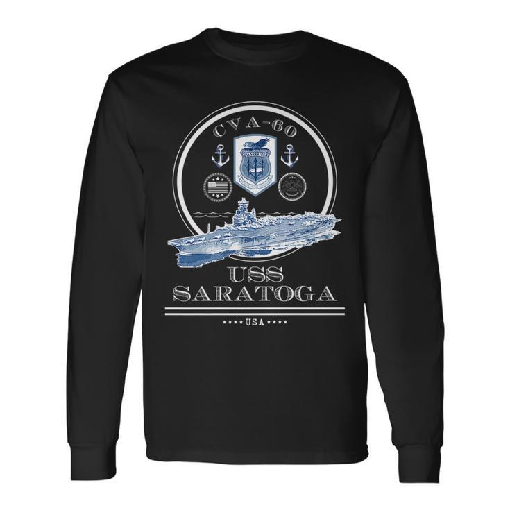 Uss Saratoga Cva-60 Naval Ship Military Aircraft Carrier Long Sleeve T-Shirt
