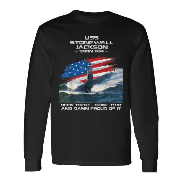Uss Stonewall Jackson Ssbn-634 American Flag Submarine Long Sleeve T-Shirt