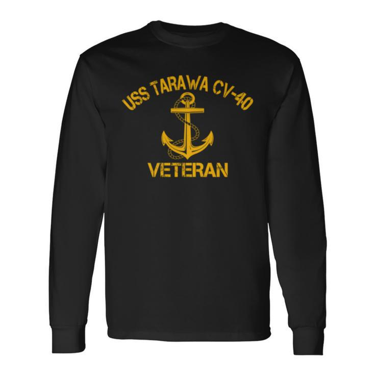 Uss Tarawa Cv-40 Aircraft Carrier Veteran Flag Veterans Day Long Sleeve T-Shirt