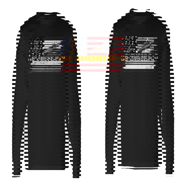 Uss Tennessee Bb-43 Ww2 Battleship Warship Veteran Fathers Long Sleeve T-Shirt
