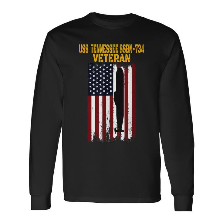 Uss Tennessee Ssbn-734 Submarine Veterans Day Fathers Day Long Sleeve T-Shirt