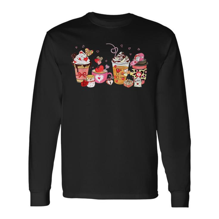 Valentine Coffee Heart Iced Coffee Lover Valentine Day V2 Long Sleeve T-Shirt