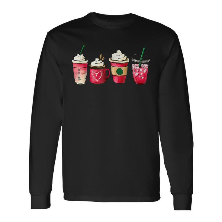 Valentine Coffee Lover Heart Valentines Day Costume Long Sleeve T-Shirt