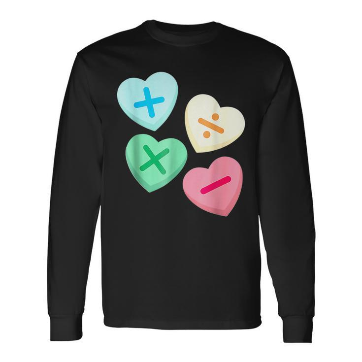 Valentines Day Hearts With Math Symbols Long Sleeve T-Shirt