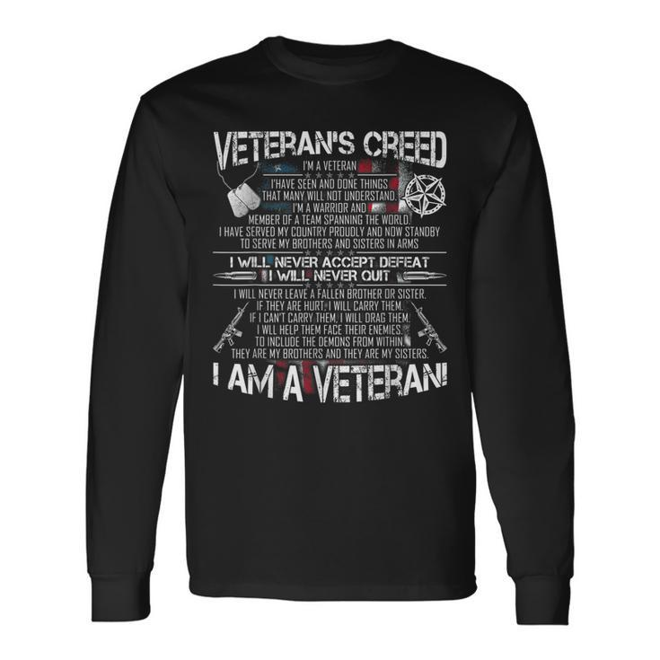 Veteran Creed Proud Veterans Dad Grandpa Men Long Sleeve T-Shirt