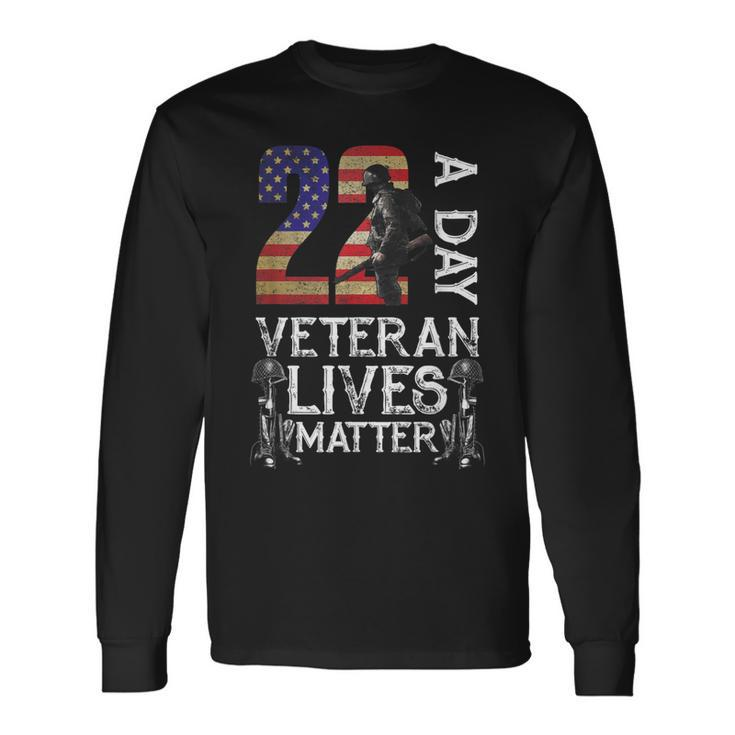 Veteran Matter Suicide Awareness Veteran 22 Day Usa Flag Long Sleeve T-Shirt T-Shirt