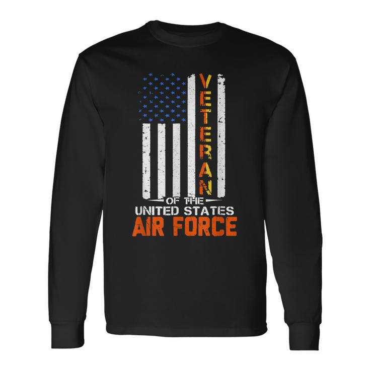 Veteran Of The United States Air Force Usaf Retro Us Flag Long Sleeve T-Shirt