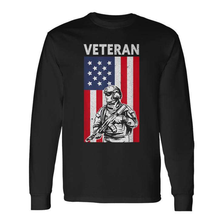 Veteran Usa Flag Proud American Veteran Long Sleeve T-Shirt