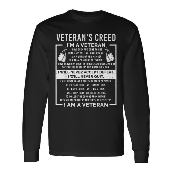 Veterans Creed Patriot War Usa Oath Grandpa Long Sleeve T-Shirt