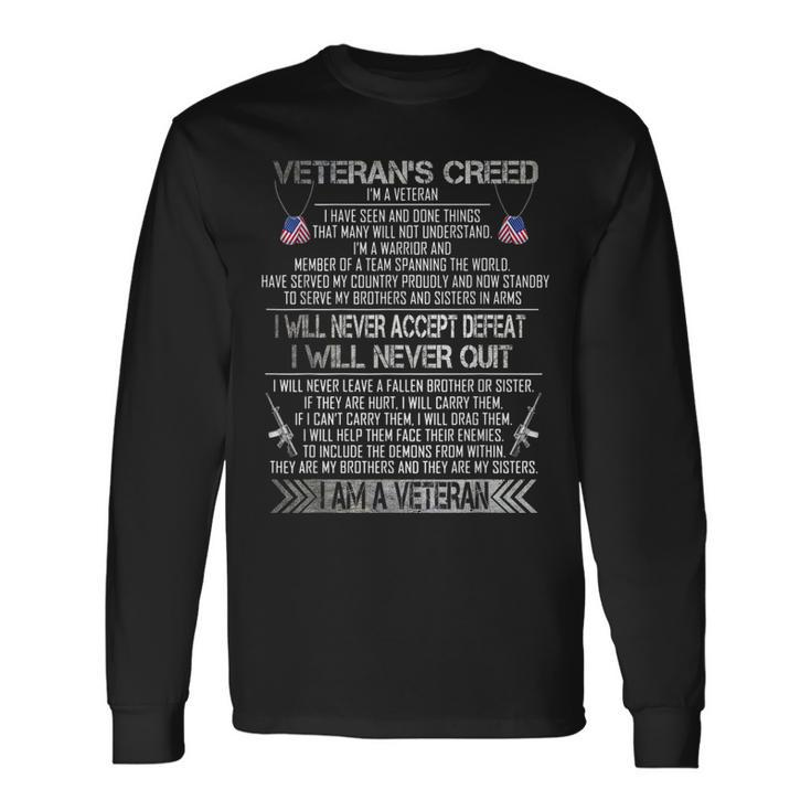 Veterans Creed Im A Veteran Proud Veterans Day Long Sleeve T-Shirt