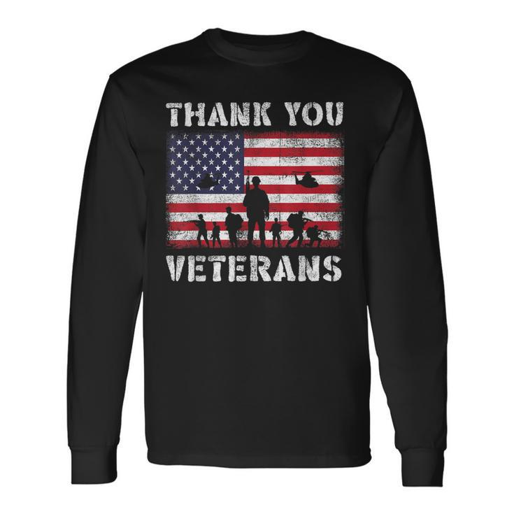 Veterans Day Thank You Veterans Usa Flag Patriotic Long Sleeve T-Shirt