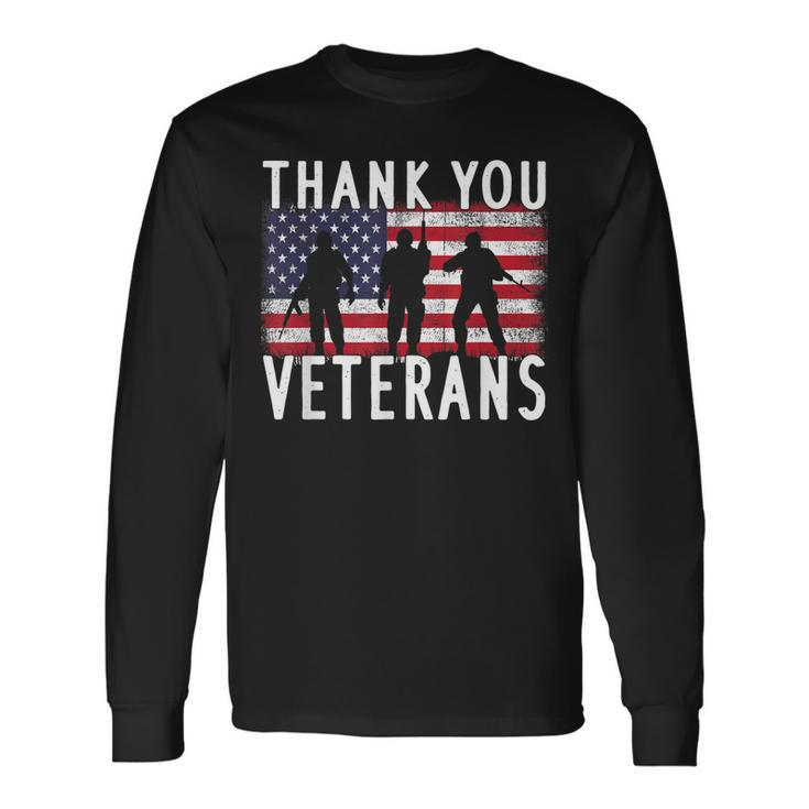Veterans Day Thank You Veterans Usa Flag Patriotic V2 Long Sleeve T-Shirt