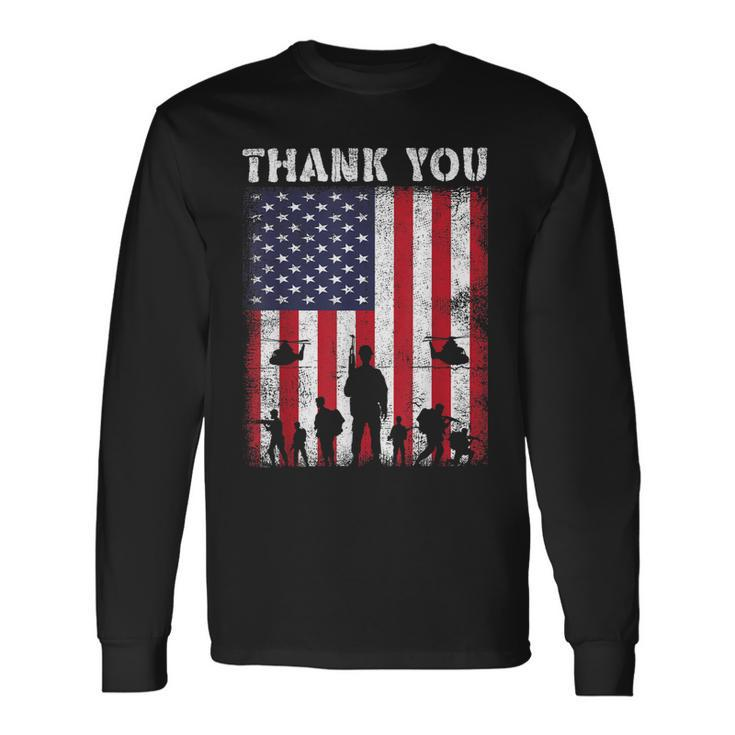 Veterans Day Thank You Veterans Usa Flag Patriotic V3 Long Sleeve T-Shirt