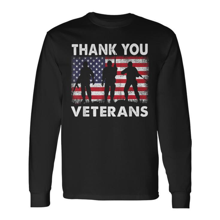 Veterans Day Thank You Veterans Usa Flag Patriotic V4 Long Sleeve T-Shirt