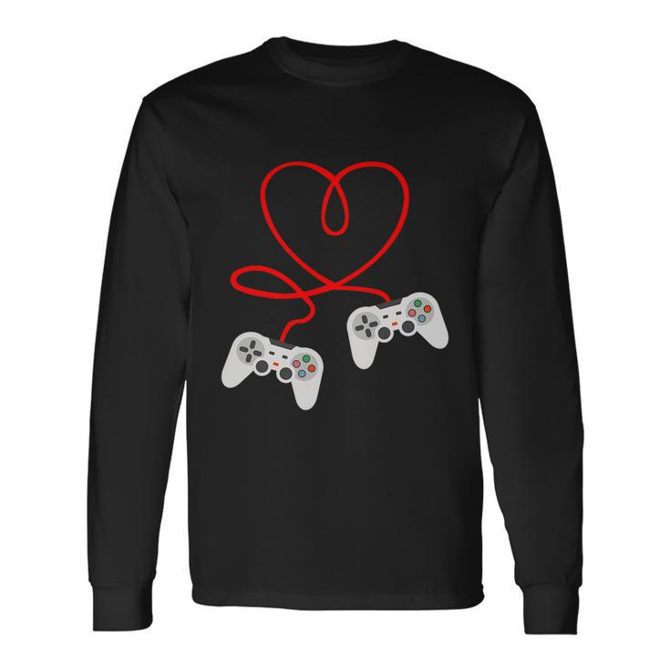 Video Gamer Valentines Day Tshirt With Controllers Heart Long Sleeve T-Shirt