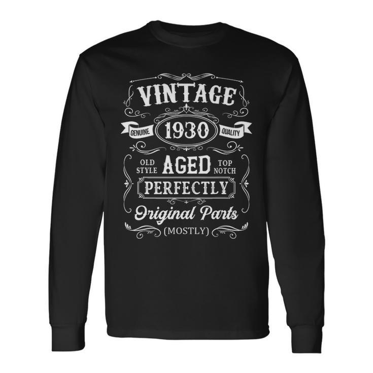 Vintage 1930 90Th Birthday 90 Years Old Long Sleeve T-Shirt