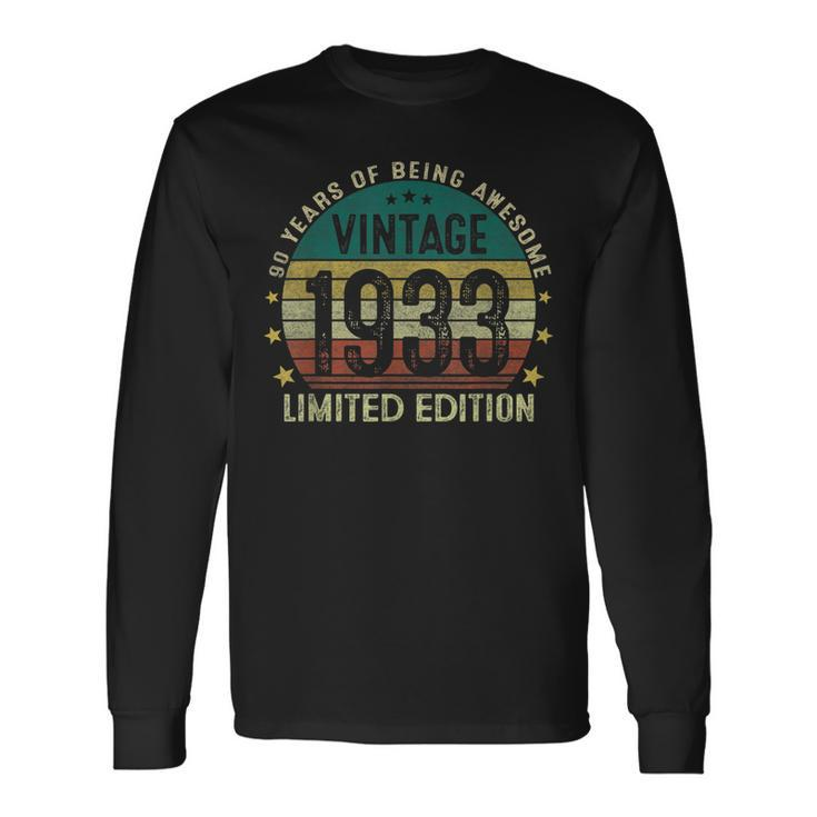 Vintage 1933 90 Years Old 90Th Birthday For Long Sleeve T-Shirt T-Shirt