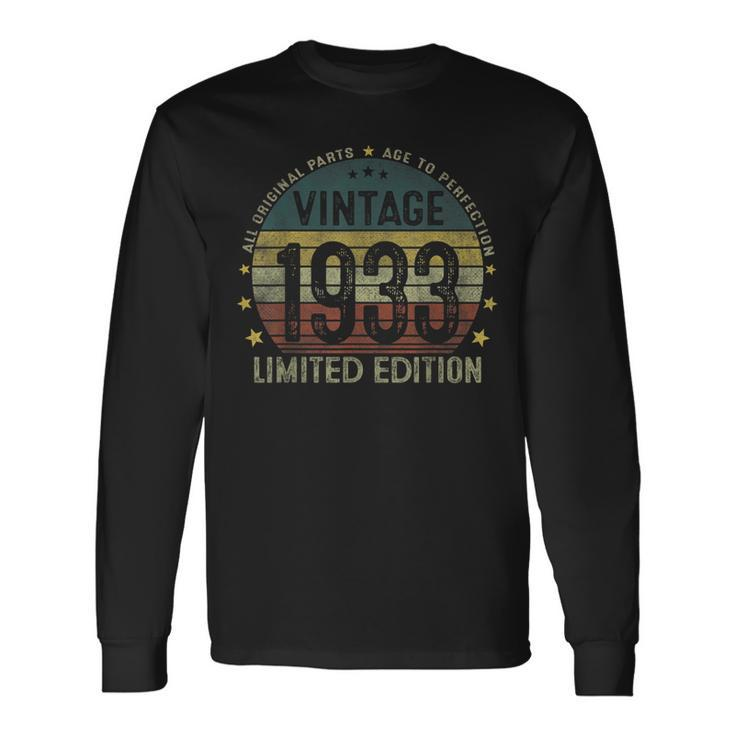 Vintage 1933 90 Years Old 90Th Birthday For V2 Long Sleeve T-Shirt T-Shirt