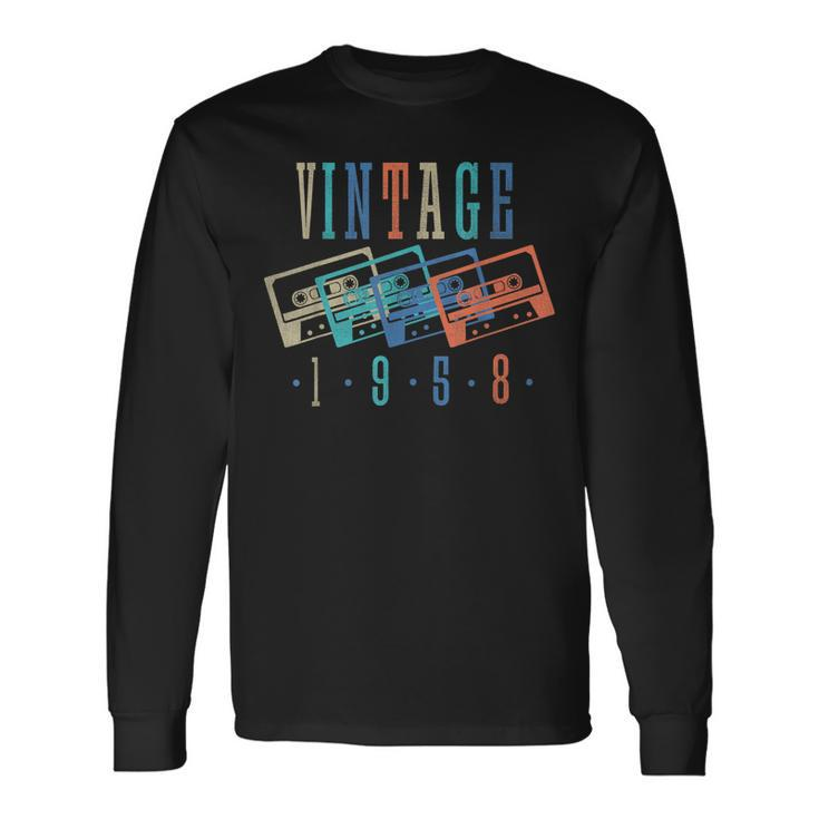 Vintage 1958 Cassette Tape 1958 Birthday 65 Year Old Long Sleeve T-Shirt
