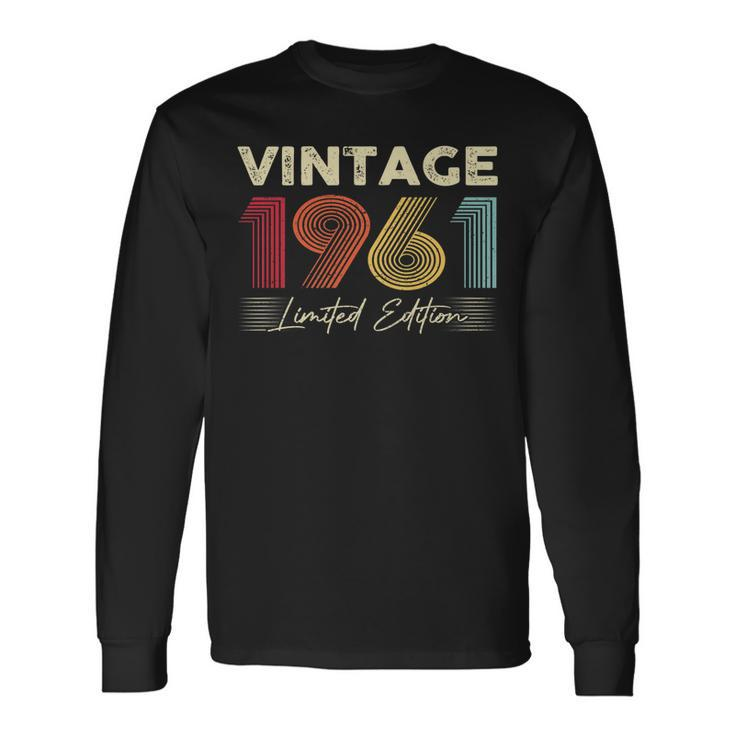 Vintage 1961 Wedding Anniversary Born In 1961 Birthday Party V2 Long Sleeve T-Shirt Gifts ideas