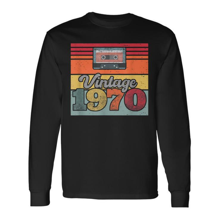 Vintage 1970 Retro Sunset Cassette Long Sleeve T-Shirt