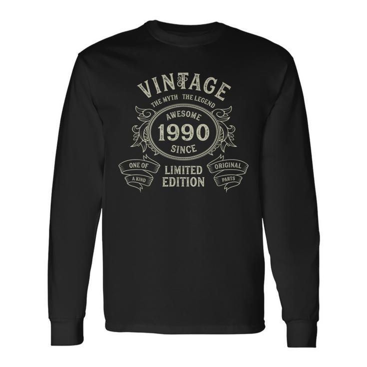 Vintage 1990 Limited Edition Born In 1990 33Rd Birthday Long Sleeve T-Shirt
