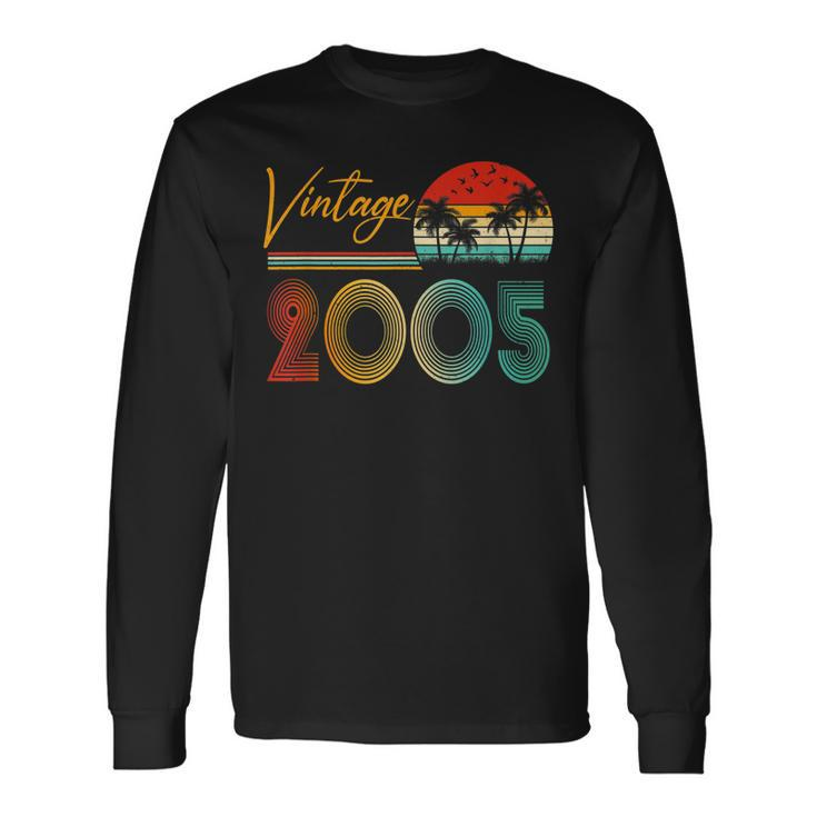 Vintage 2005 Made In 2005 18Th Birthday 18 Year Old Long Sleeve T-Shirt Gifts ideas