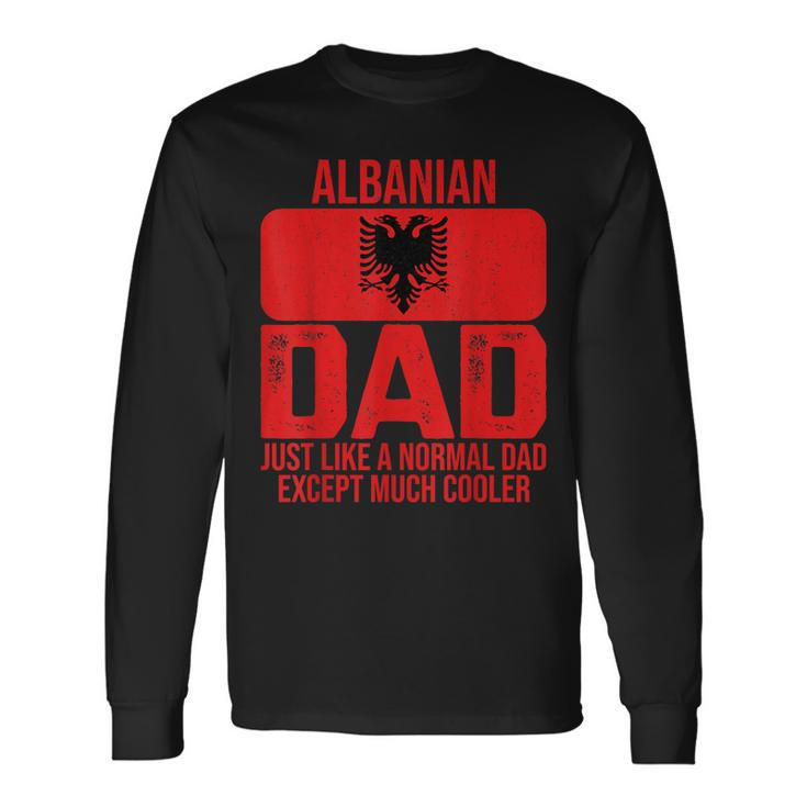Vintage Albanian Dad Albania Flag Fathers Day Long Sleeve T-Shirt