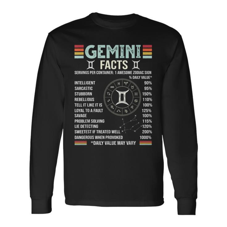Vintage Astrology May June Birthday Zodiac Sign Retro Gemini Long Sleeve T-Shirt T-Shirt Gifts ideas