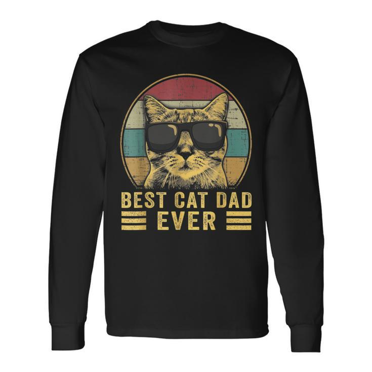 Vintage Best Cat Dad Ever Bump Fit For Men Women Boys Girls Long Sleeve T-Shirt Gifts ideas