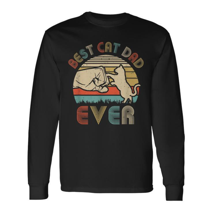 Vintage Best Cat Dad Ever Bump Fit Dat Long Sleeve T-Shirt Gifts ideas
