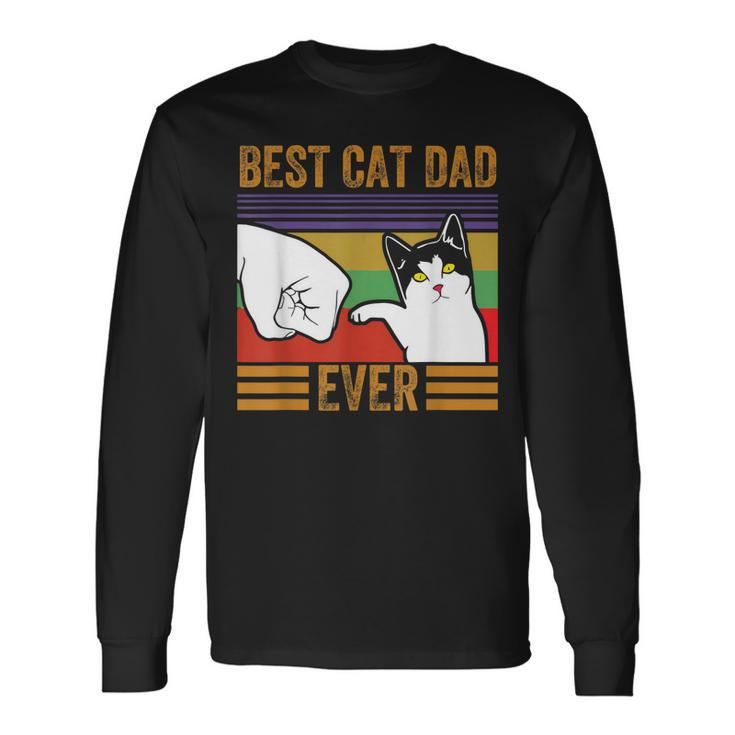 Vintage Best Cat Dad Ever Bump Fit Fathers Day Long Sleeve T-Shirt T-Shirt