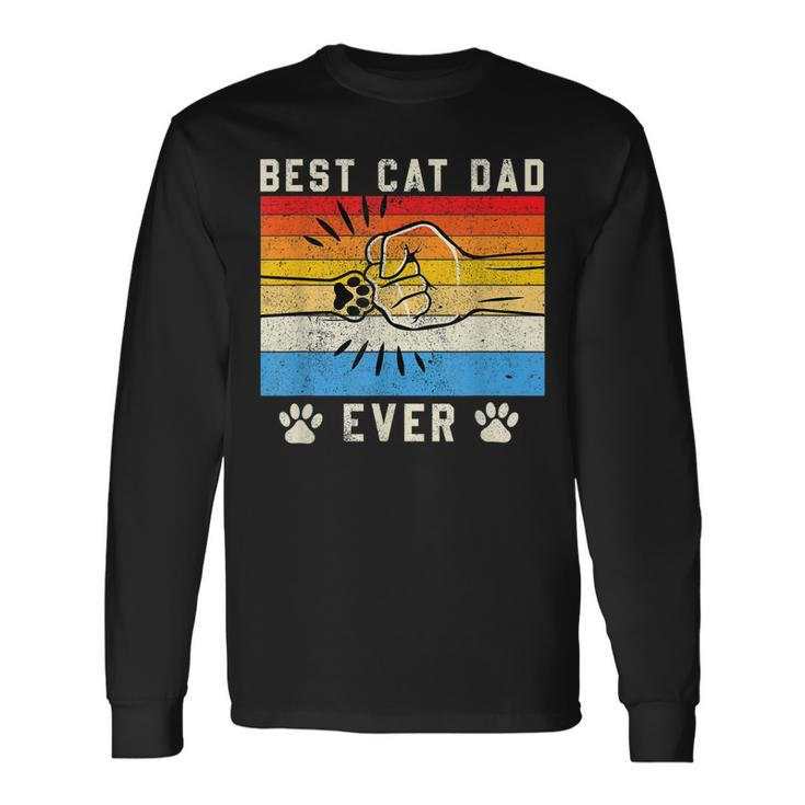 Vintage Best Cat Dad Ever Cat Dad Father Day V2 Long Sleeve T-Shirt