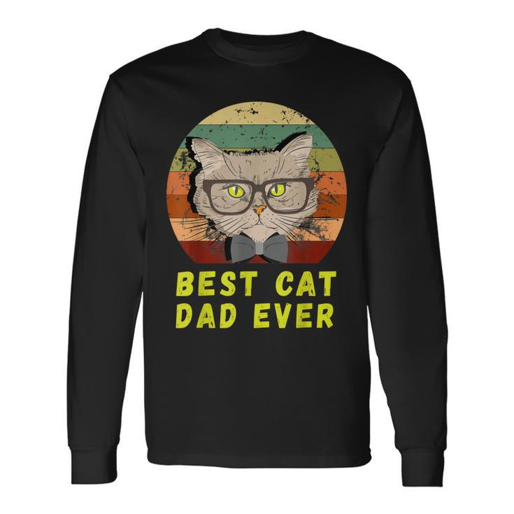 Vintage Best Cat Dad Ever Kitten Cat Kitties Lover Kitty Long Sleeve T-Shirt T-Shirt