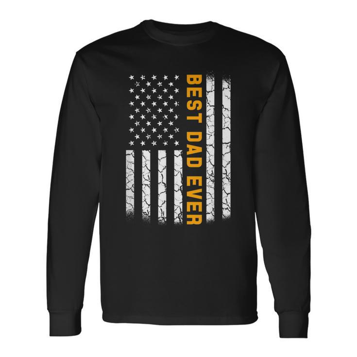 Vintage Best Dad Ever American Flag Fathers Day Long Sleeve T-Shirt T-Shirt