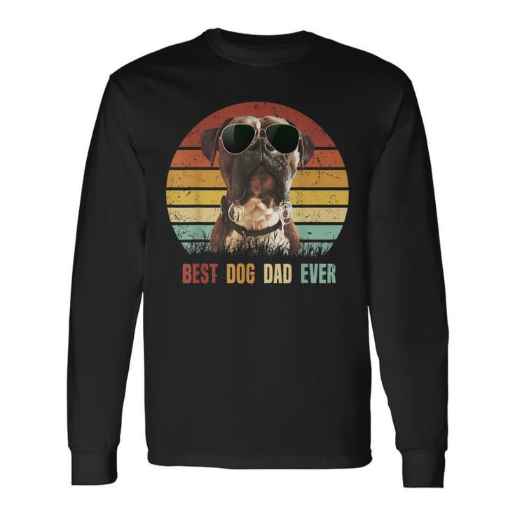 Vintage Best Dog Dad Ever Boxer Dog Fathers Day Long Sleeve T-Shirt T-Shirt