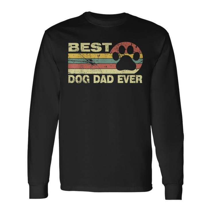 Vintage Best Dog Dad Ever Cool Fathers Day Retro Long Sleeve T-Shirt