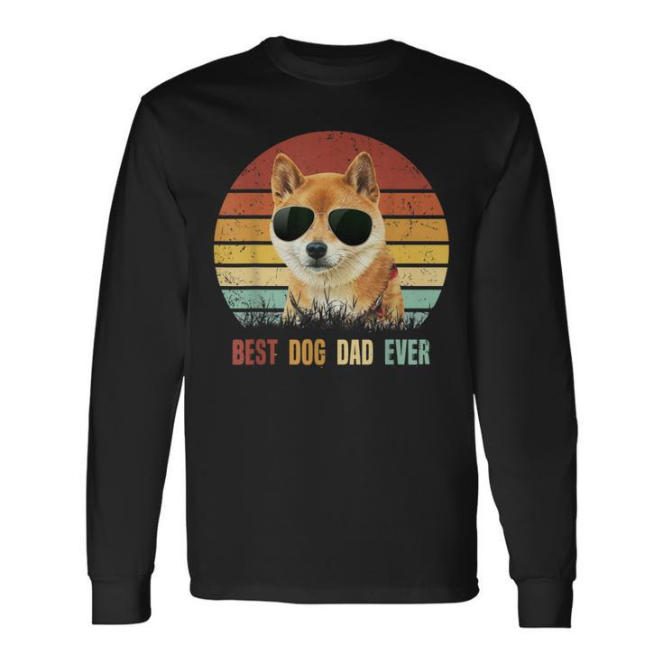 Vintage Best Dog Dad Ever Shiba Inu Fathers Day Long Sleeve T-Shirt T-Shirt