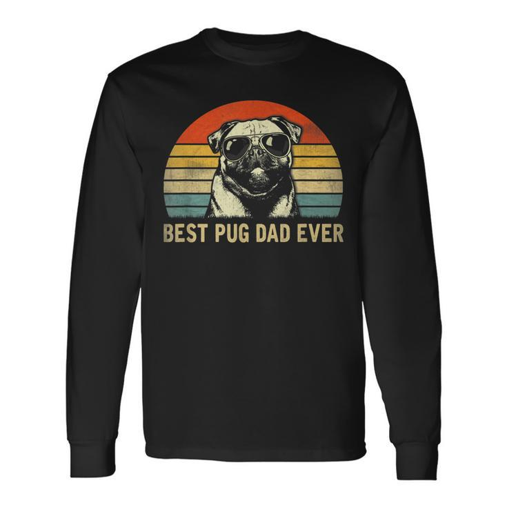 Vintage Best Pug Dad Ever Pug Lover Fathers Day Long Sleeve T-Shirt Gifts ideas