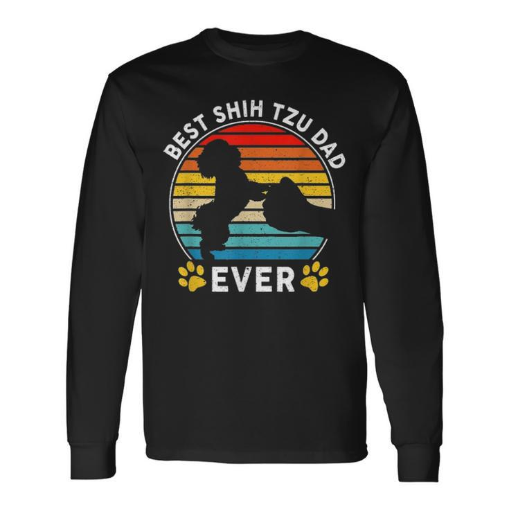 Vintage Best Shih Tzu Dog Dad Ever Fathers Day Long Sleeve T-Shirt